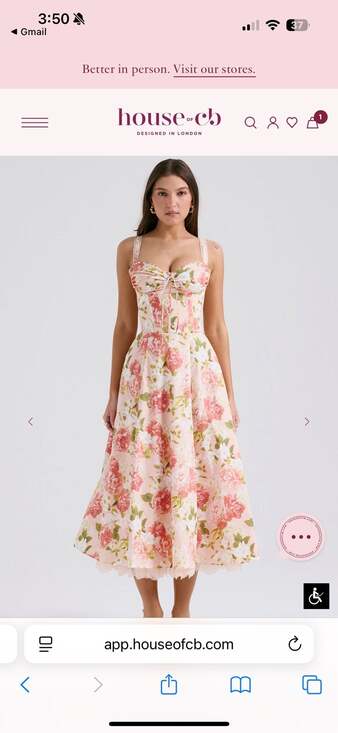 Rosalee Pink Peony Print Cotton Bustier Sundress - Picture 6 of 10